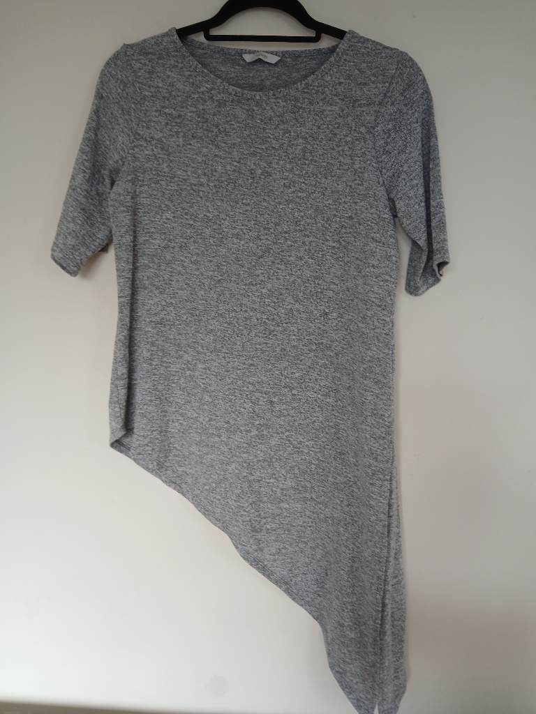 George Grey Marl Asymmetric Top | UK 10 | Short Sleeve Tie Side Tunic Top