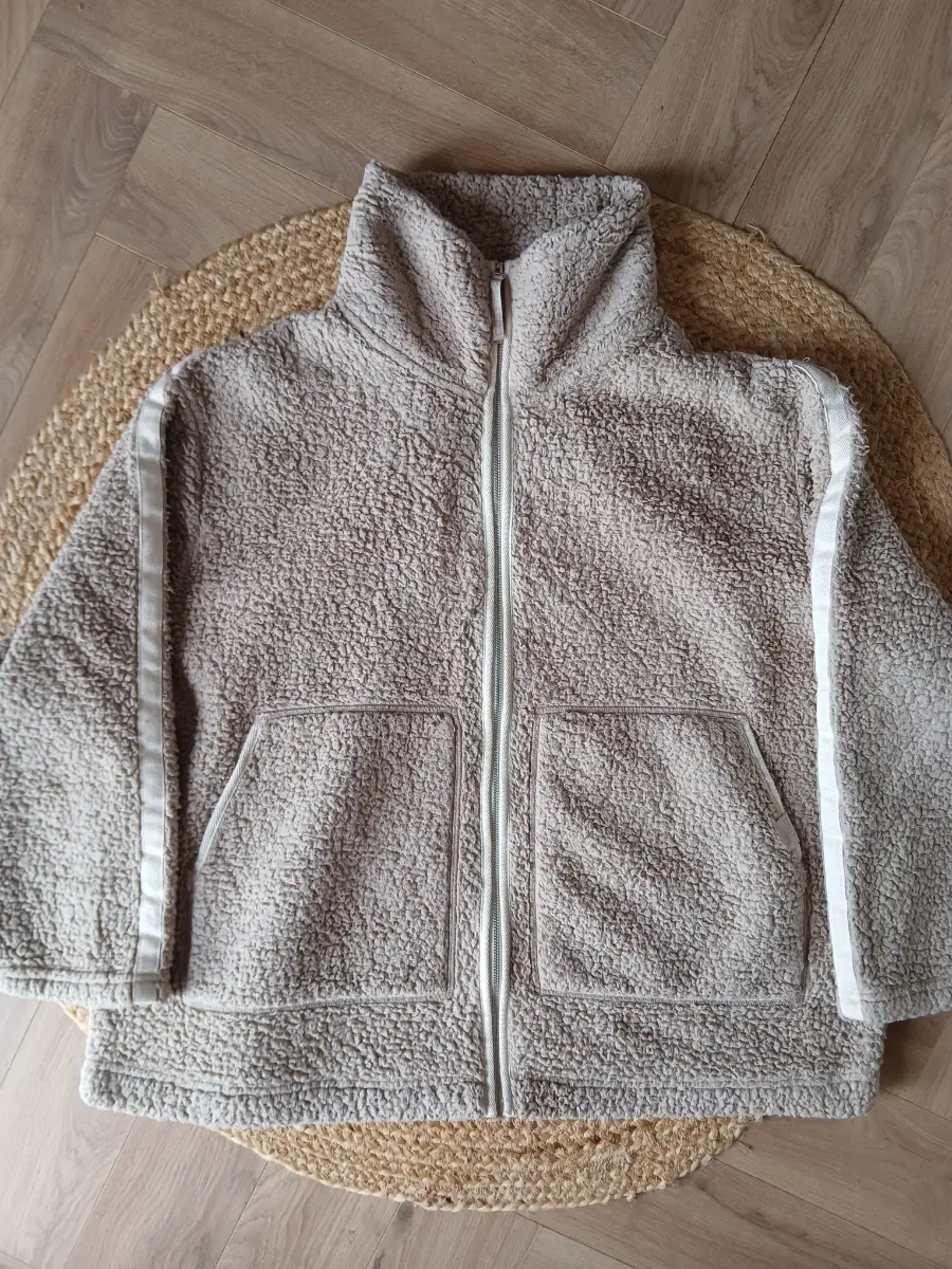 F&F Teddy Fleece Zip Jacket | Beige | Relaxed Fit | Size UK XL