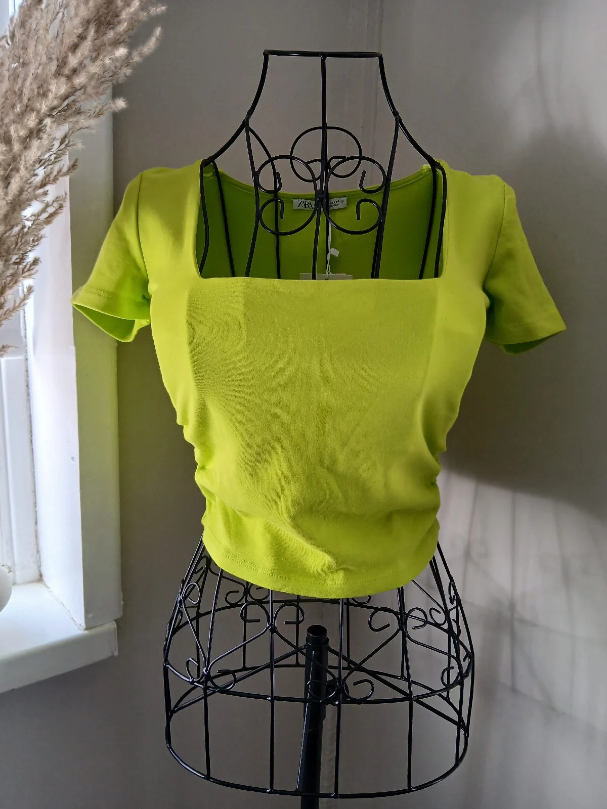 Zara lime green square neck crop top | Size S | BNWT