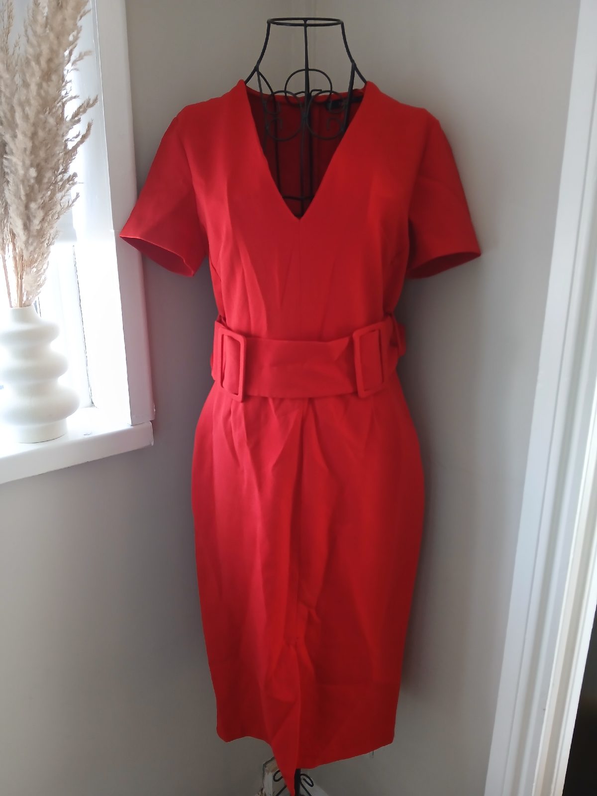 Zara Basic red belted midi dress | Size M 10-12 | Great condition