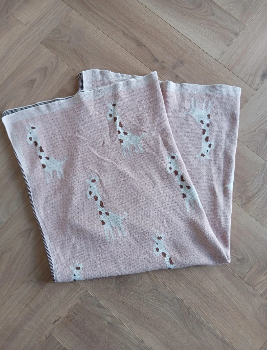 mimixiong soft knit Baby Blanket | 100% Organic Cotton | Swaddle Blanket | Giraffe | Pink