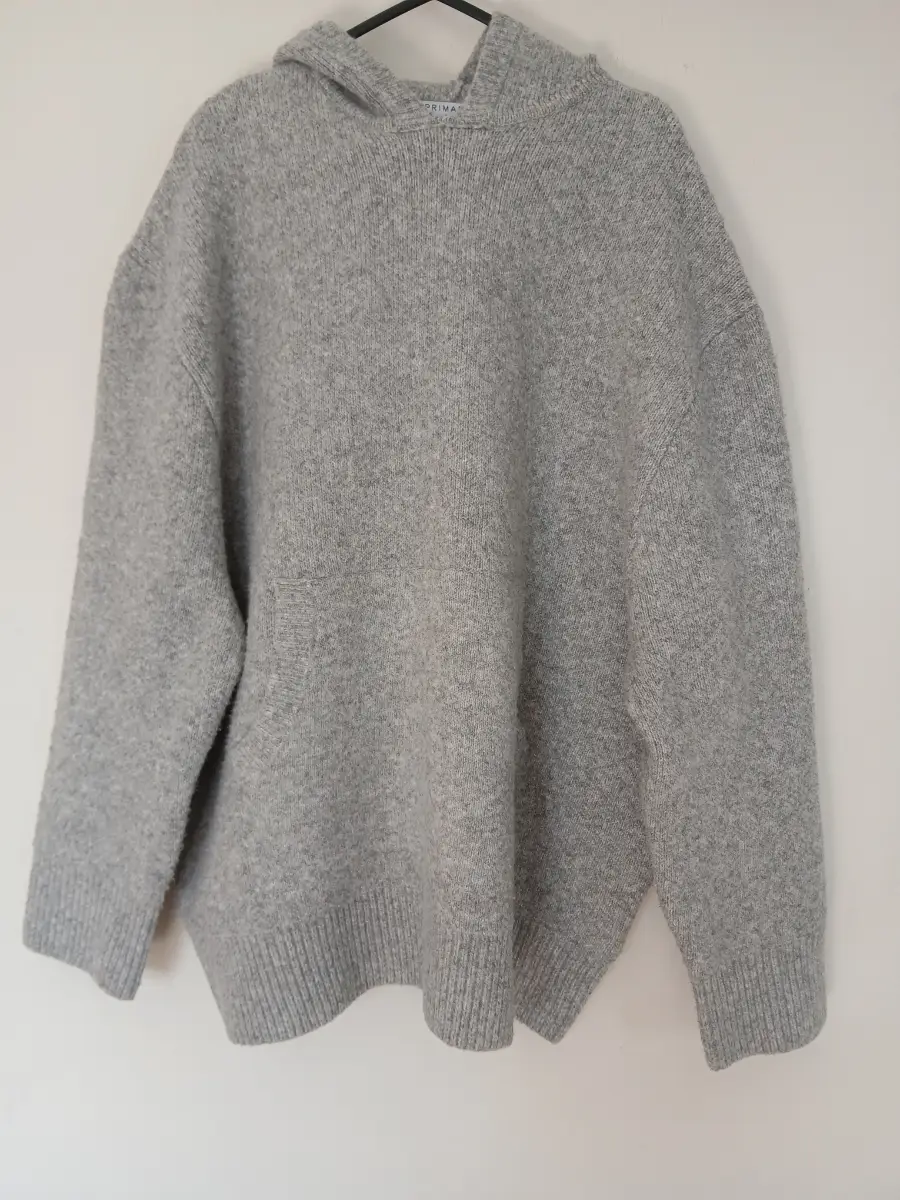 Grey Oversized Knitted Hoodie Jumper | Primark | XS | Comfy Knit | Slouchy Cozy | Casual
