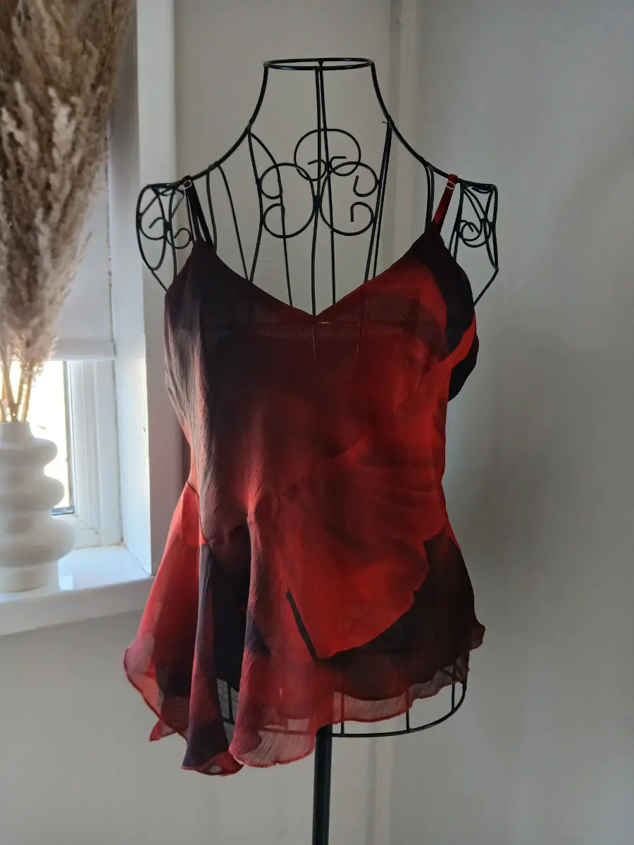 Rita Ora x Primark Red Black Ombre Chiffon Cami Top | Size S UK 8-10 | New With Tags