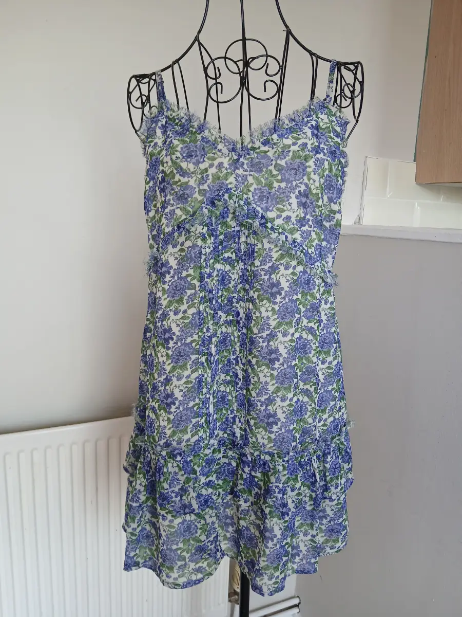 Purple Floral Cami Mini Dress | Size M UK 10-12 | Adjustable Straps