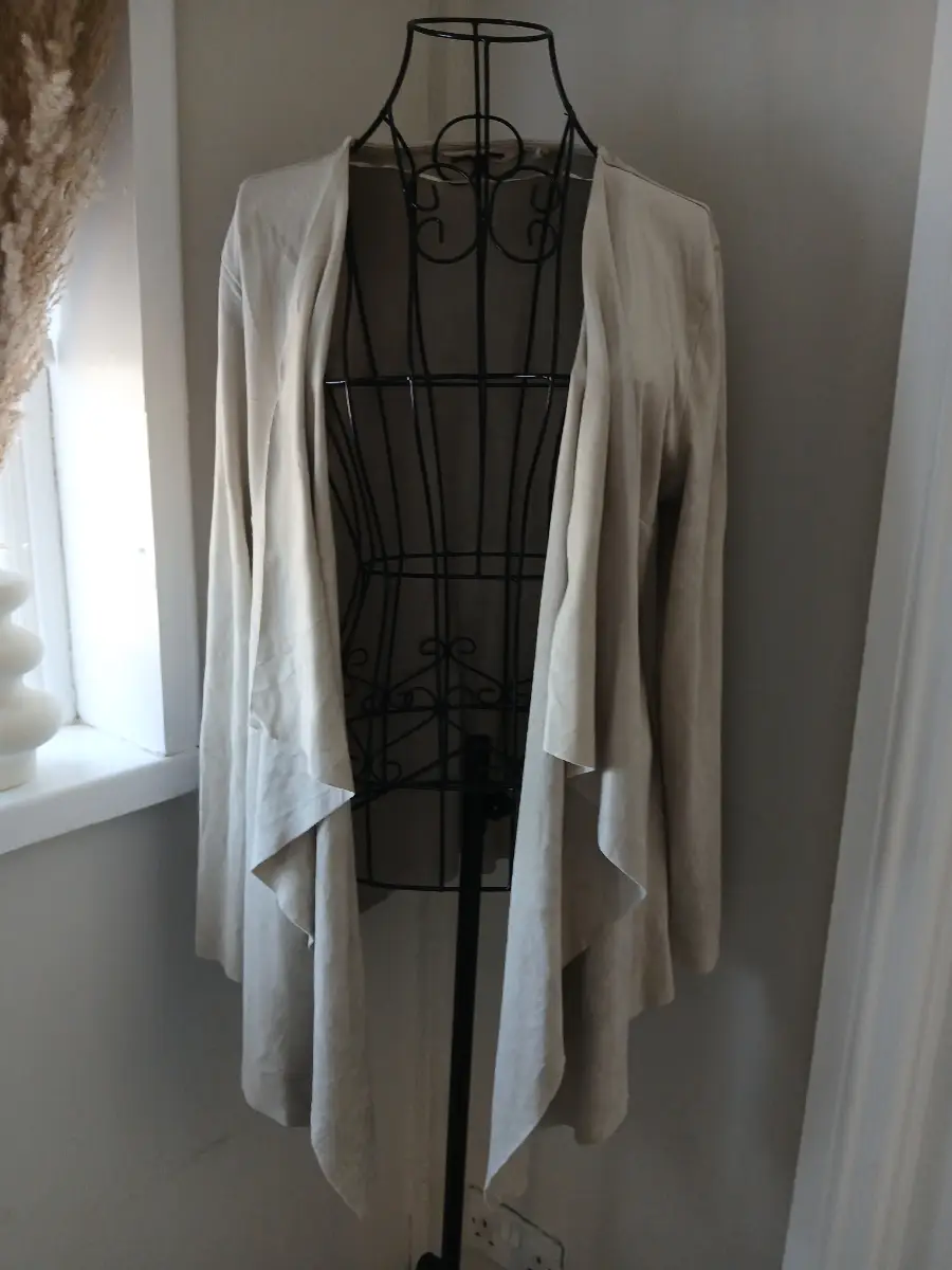 Soft Surroundings Waterfall Cardigan | Beige | Size M | Open Front | Lightweight | Drape