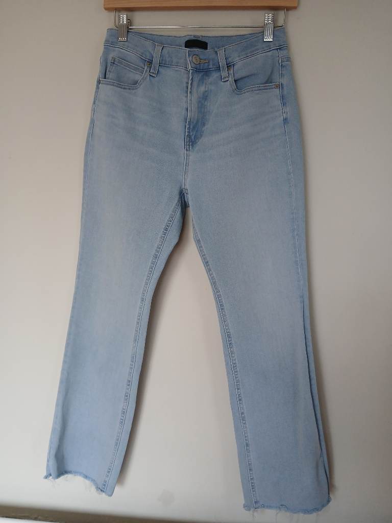 Uniqlo Light Wash Wide Leg Jeans | W24 | High Rise Cropped Denim Jeans