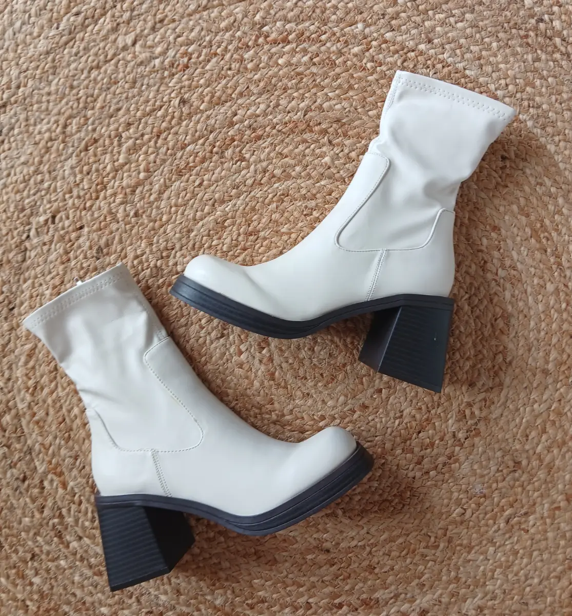 ASOS DESIGN White Faux Leather Boots | UK 4 | Chunky Sole