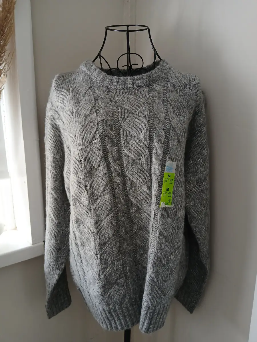 Primark Cable Knit Jumper | Grey Marl | Size M UK 12‑14 | New With Tags