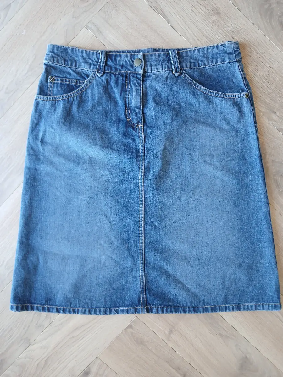 Blue Denim Knee Length Skirt | Blue | H&M | UK 12 | 100% Cotton | Casual