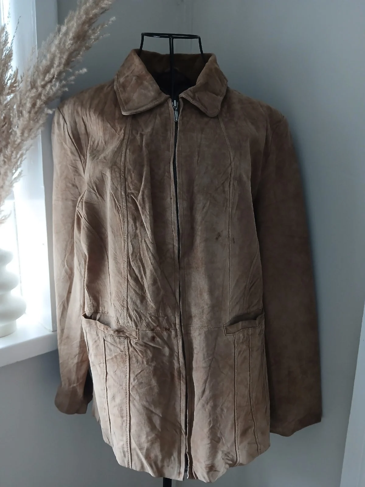St John's Bay tan washable suede jacket | Size L | Satifactory vintage condition