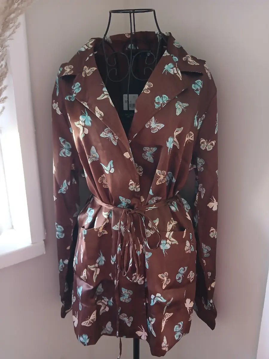 Heartbreak Brown Butterfly Print Tie Waist Blazer | Size UK 12 | BNWT