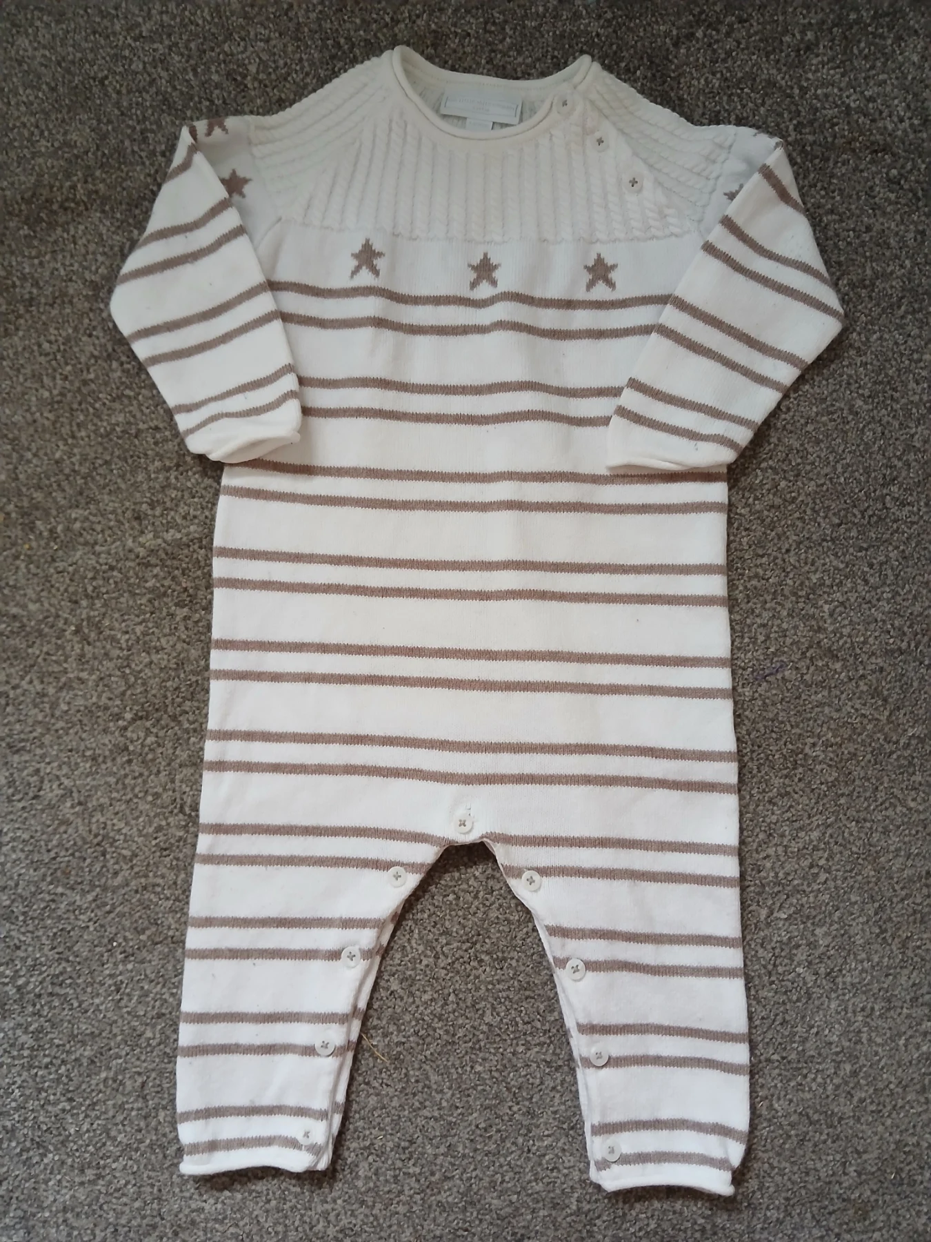 The Little White Company Knitted Romper | 9–12 Months | Organic Cotton Blend