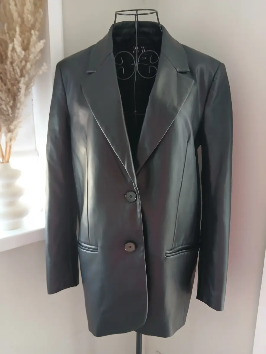 Zara Faux Leather Oversized Blazer | Black | Size S UK 8‑10 | Tailored Jacket