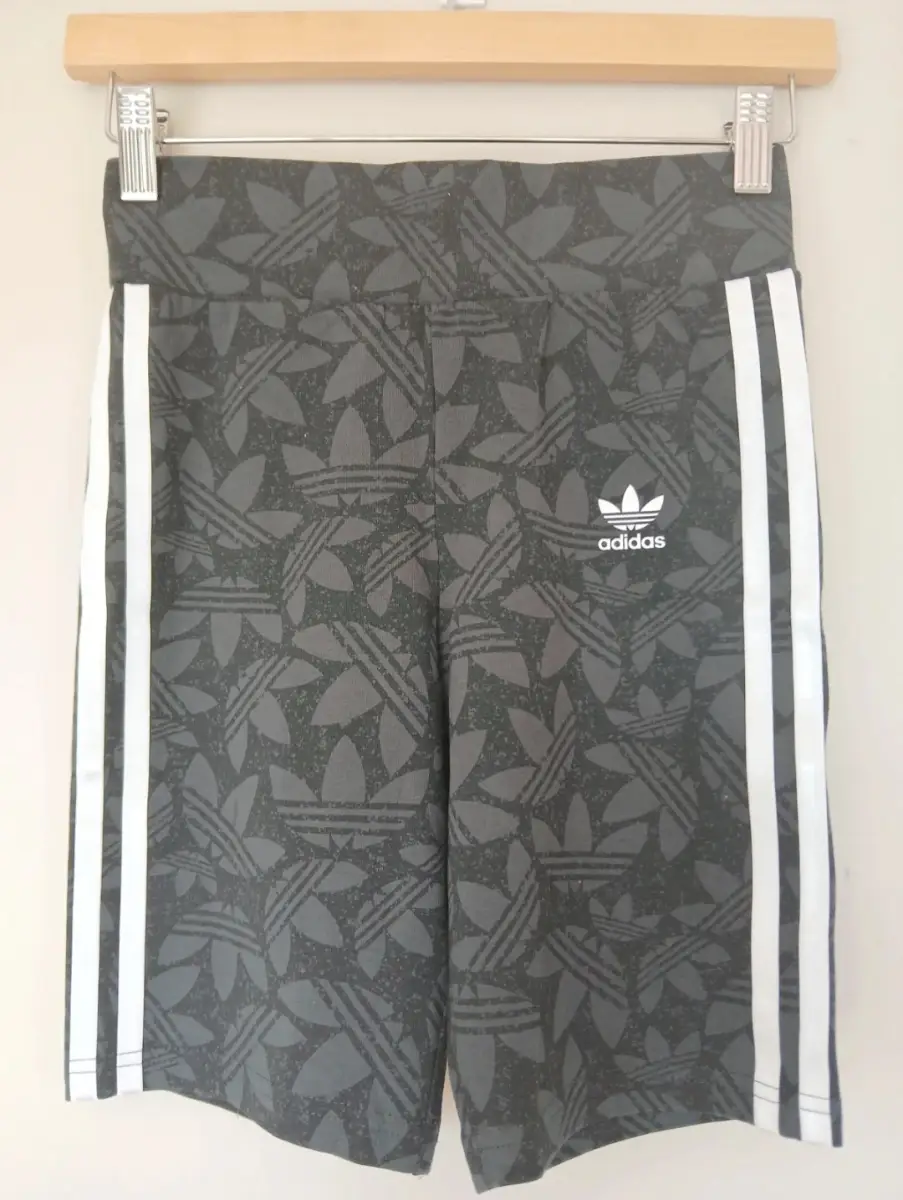 Adidas Originals Cycling Shorts | Size 12–13 | Black/Grey Monogram | NWT