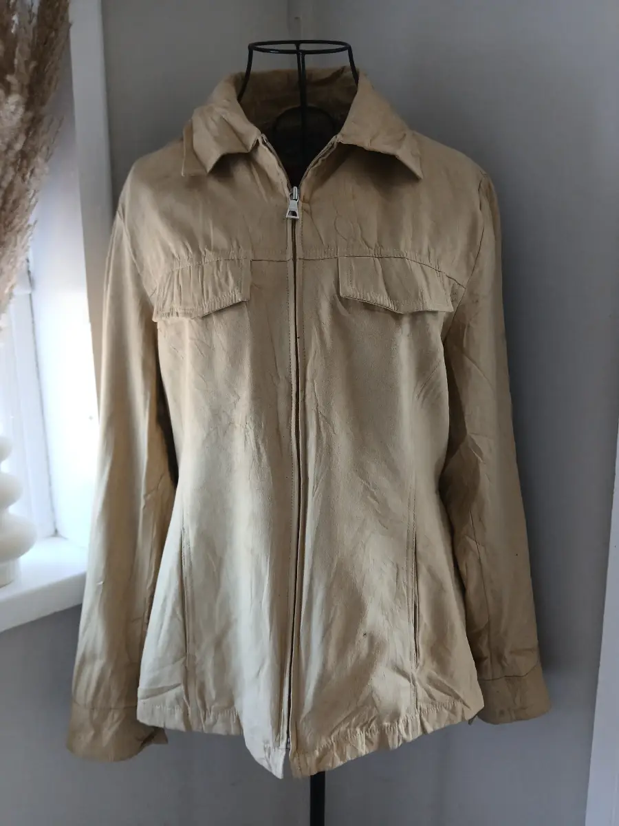 Esprit Faux Suede Zip Jacket | Butter Yellow | Size M | Vintage Y2K