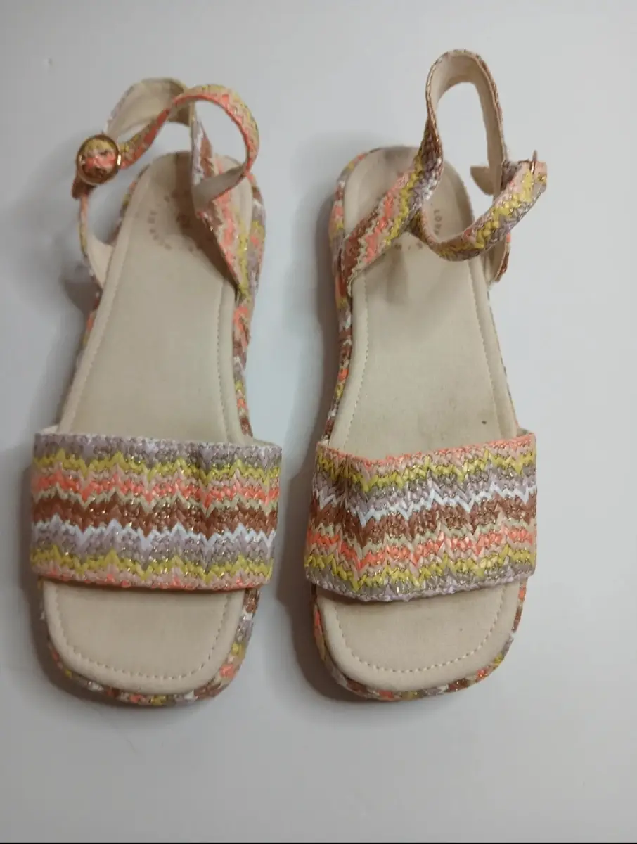 TU Multicolour Woven Flatform Sandals | Size 4 | Bohemian