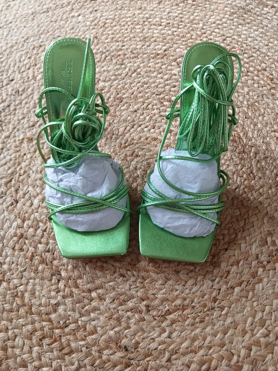 Truffle Collection Metallic Green Lace-Up Heeled Sandals | UK 5 / EU 38