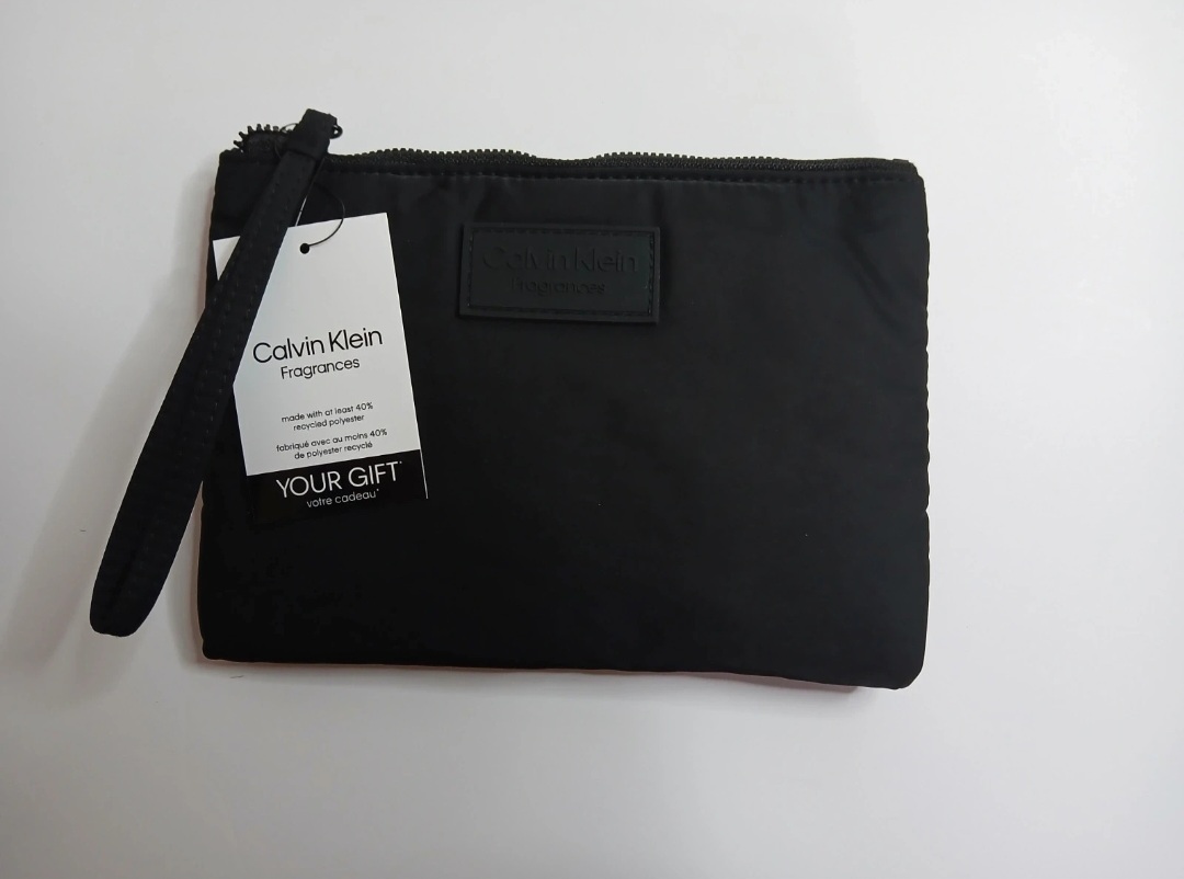 Calvin Klein Fragrances Black Zip Wash Bag | NWT | Sleek Travel Organizer