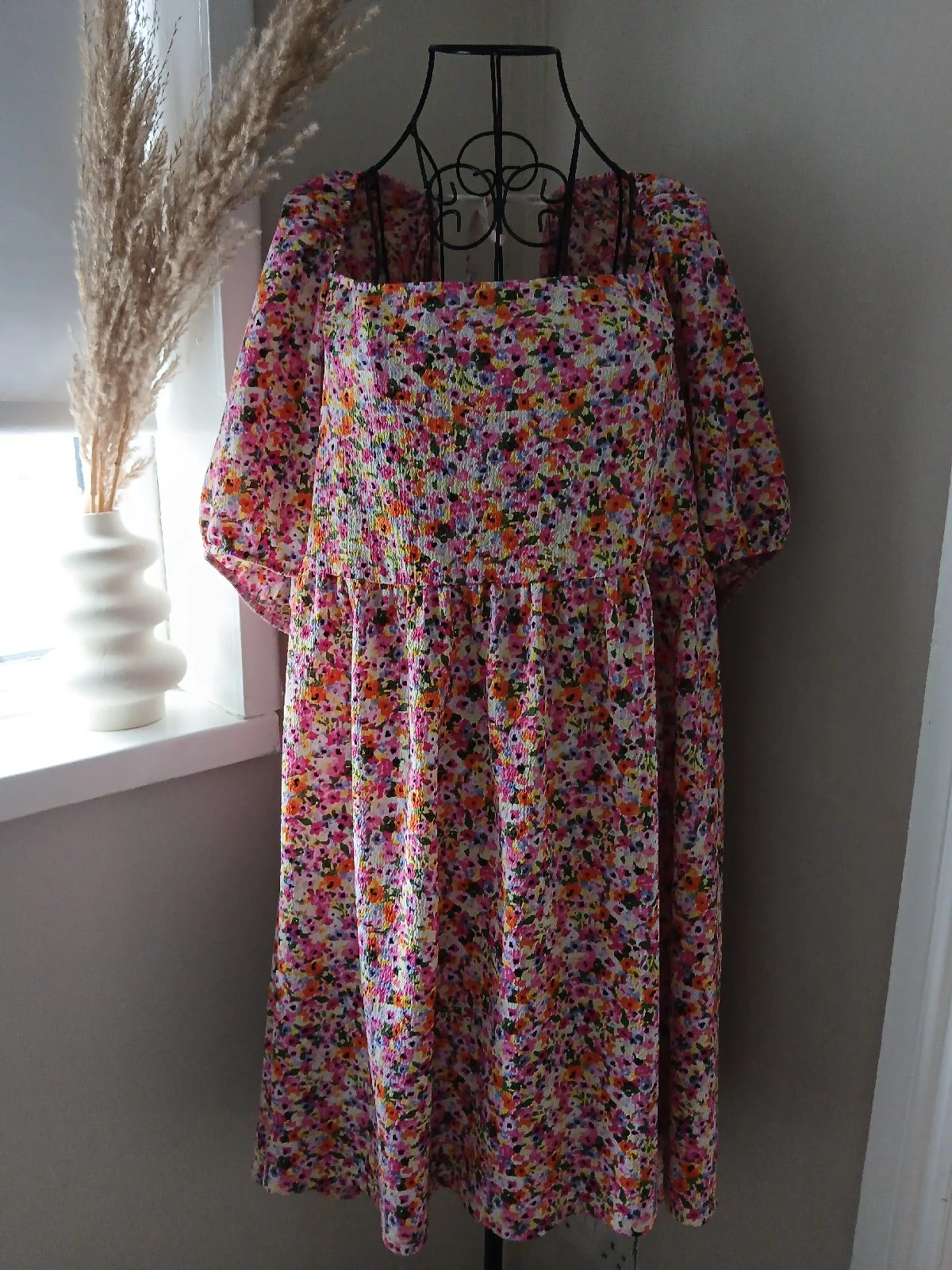 Primark pink floral puff sleeve dress | Size 18-20 | Like new | Above knee