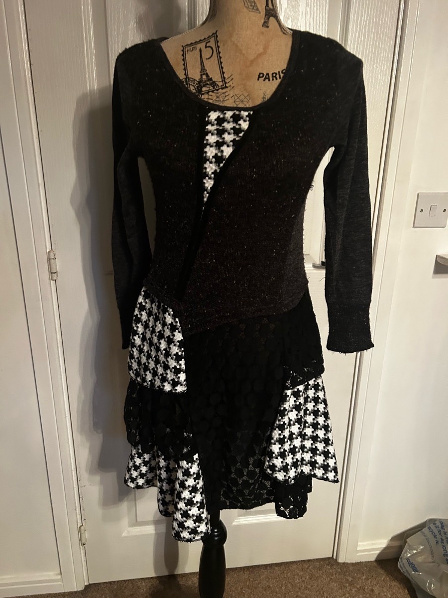 Stella Morgan Knit Mix Dress – Houndstooth & Lace Size 8- new with tags