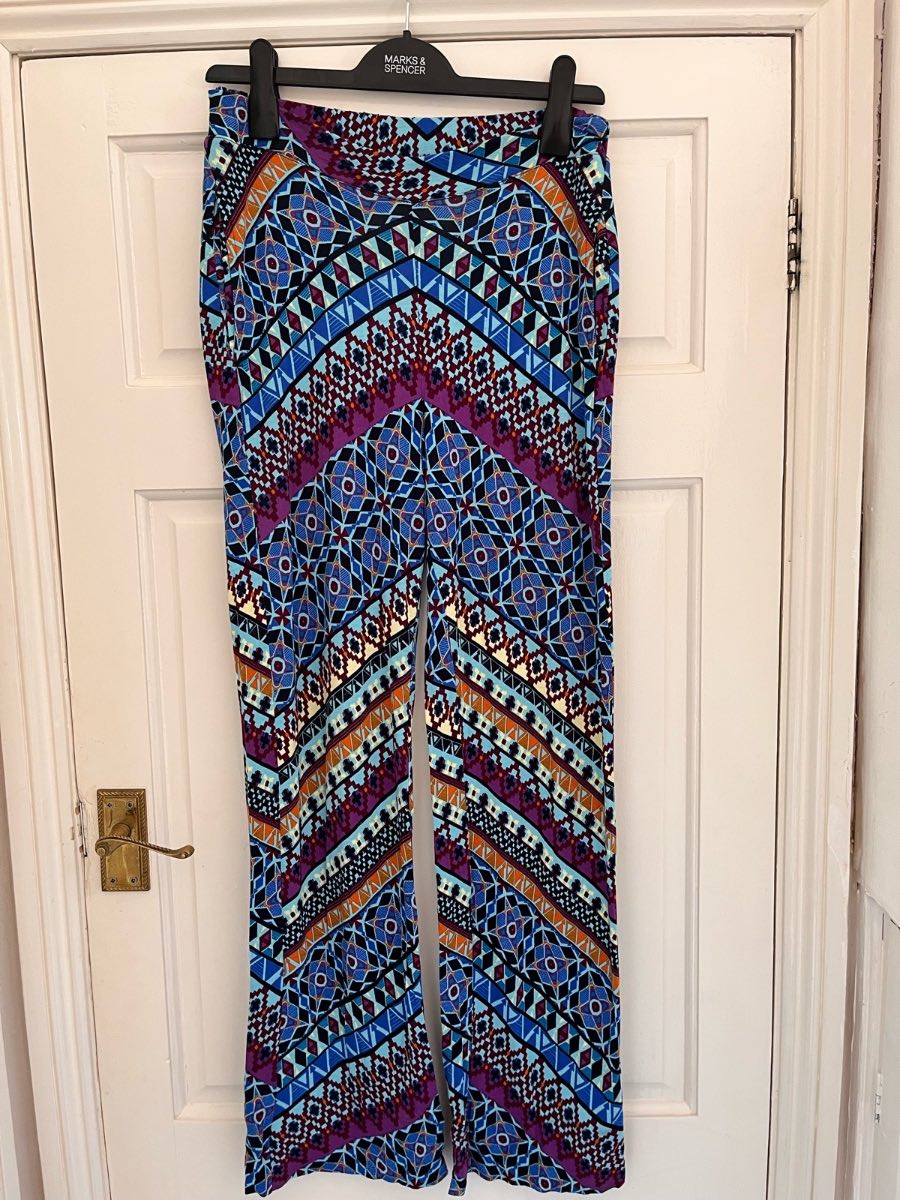 Joe Browns colourful wide leg trousers, size small