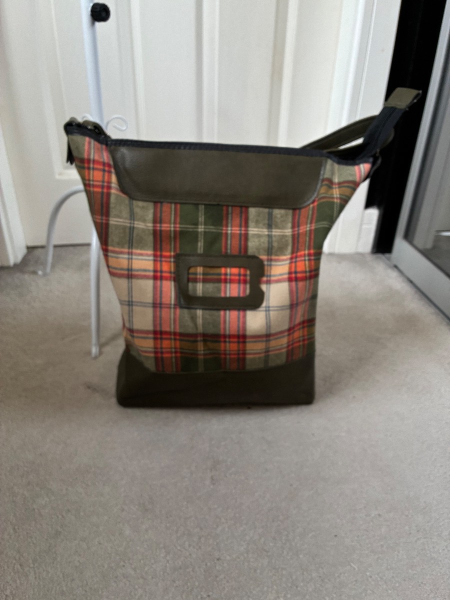 Vintage Red or Dead Tartan Shoulder Bag Y2K Green Plaid Faux Leather Tote