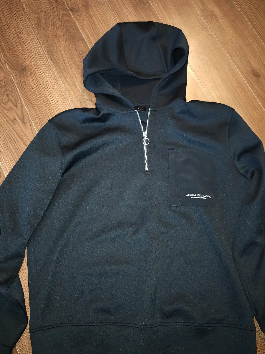 Armani exchange quarter zip hooded placket large