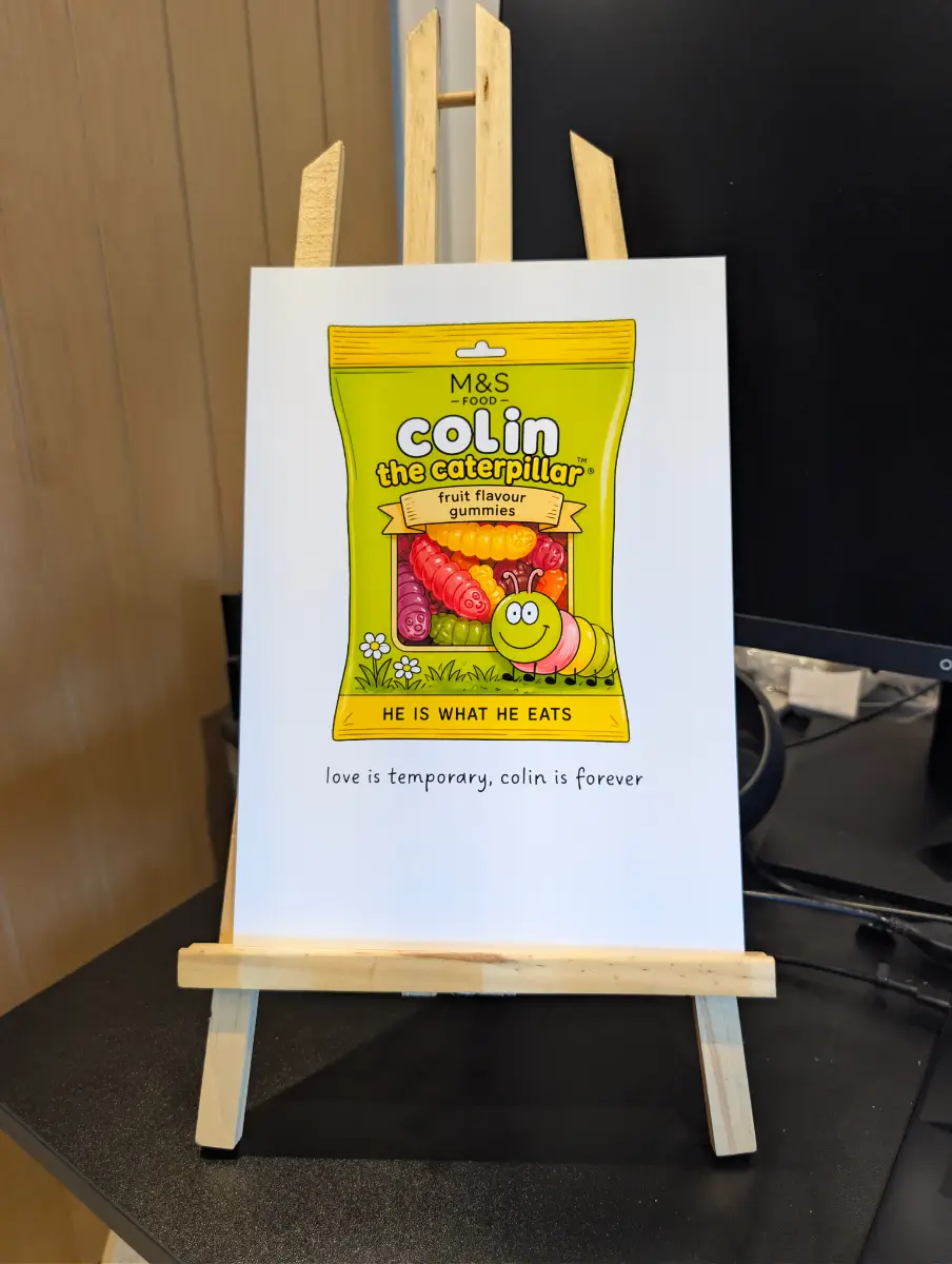 Colin Caterpillar Gummies Funny A4 Wall Print | Kitchen Decor | Gift