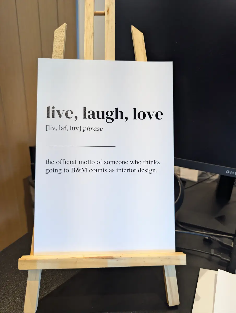 A4 Funny Live Laugh Love Definition Print | Sarcastic Wall Art | Modern Home Decor | Minimalist