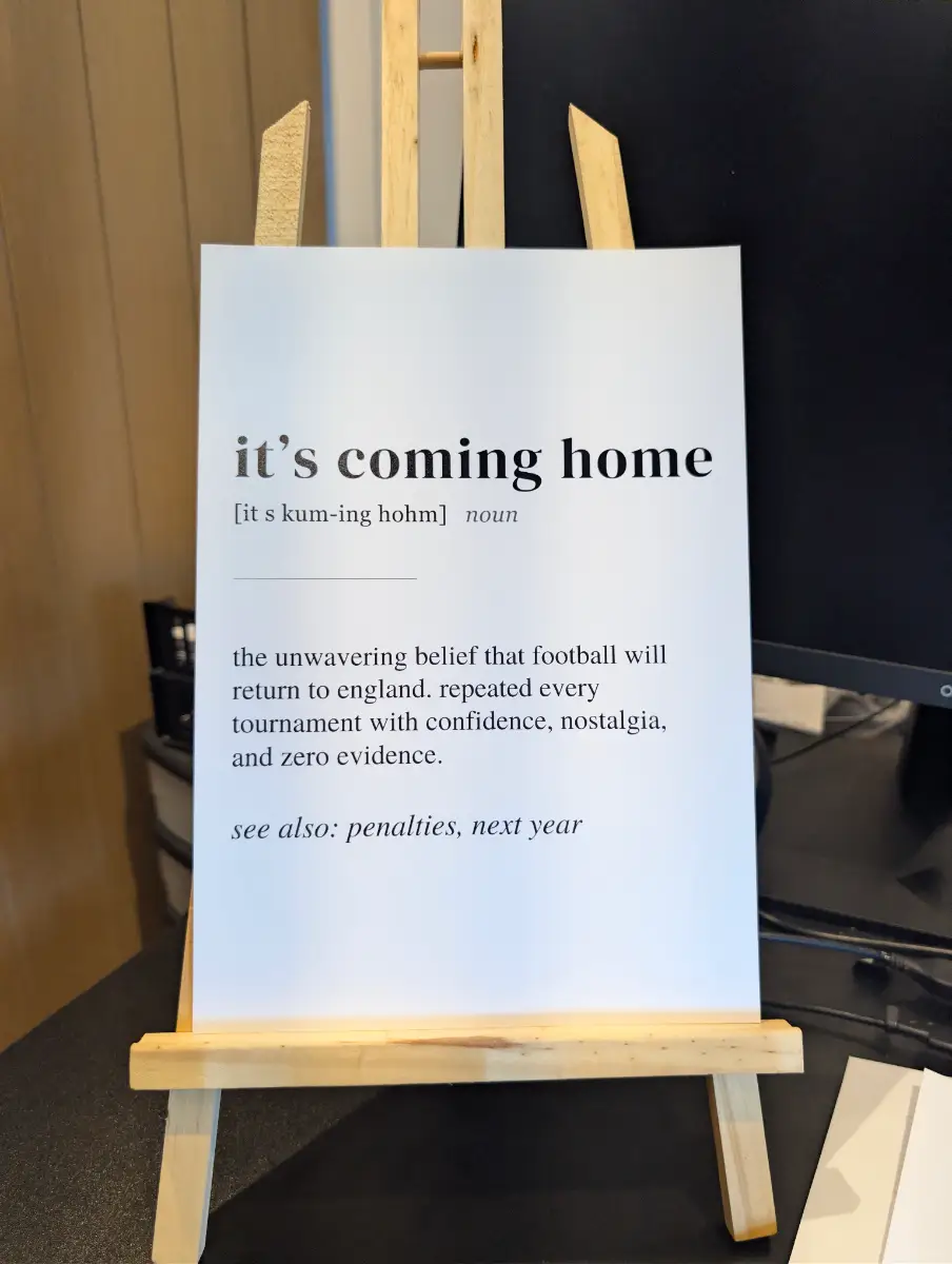 A4 It's Coming Home Definition Print | Funny England Football Wall Art | Gift for Football Fans
