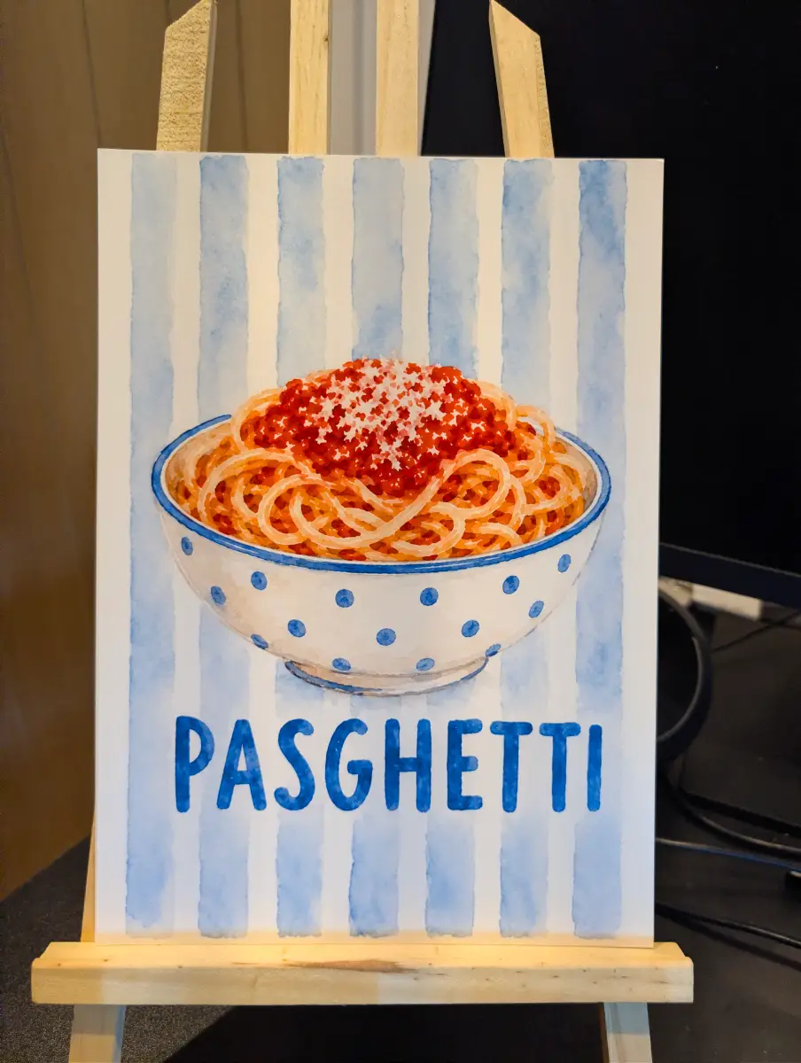 Pasghetti Funny Nursery Print | Toddler Watercolour A4 Wall Art - Spaghetti Mispronunciation Print