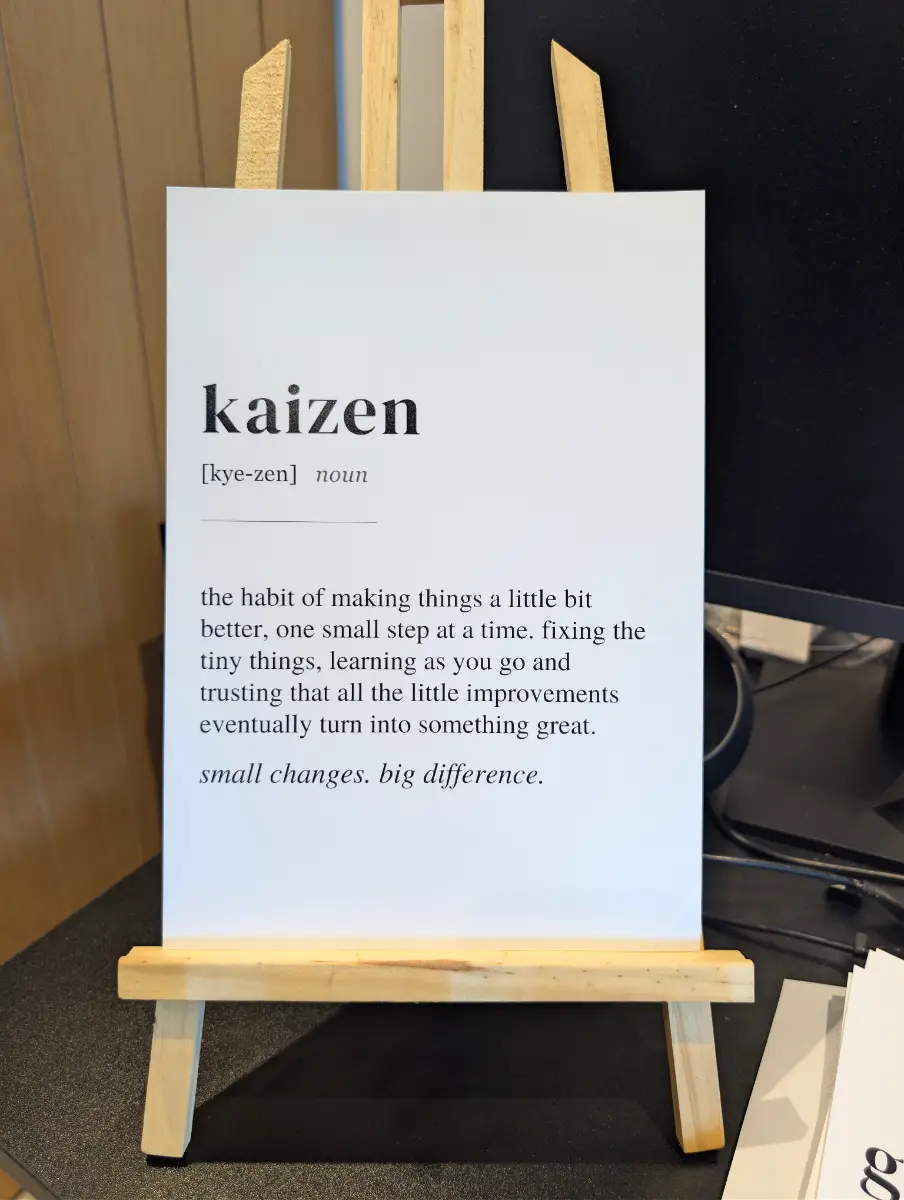 A4 Kaizen Definition Print | Japanese Philosophy Wall Art | Productivity Office Decor | Minimalist