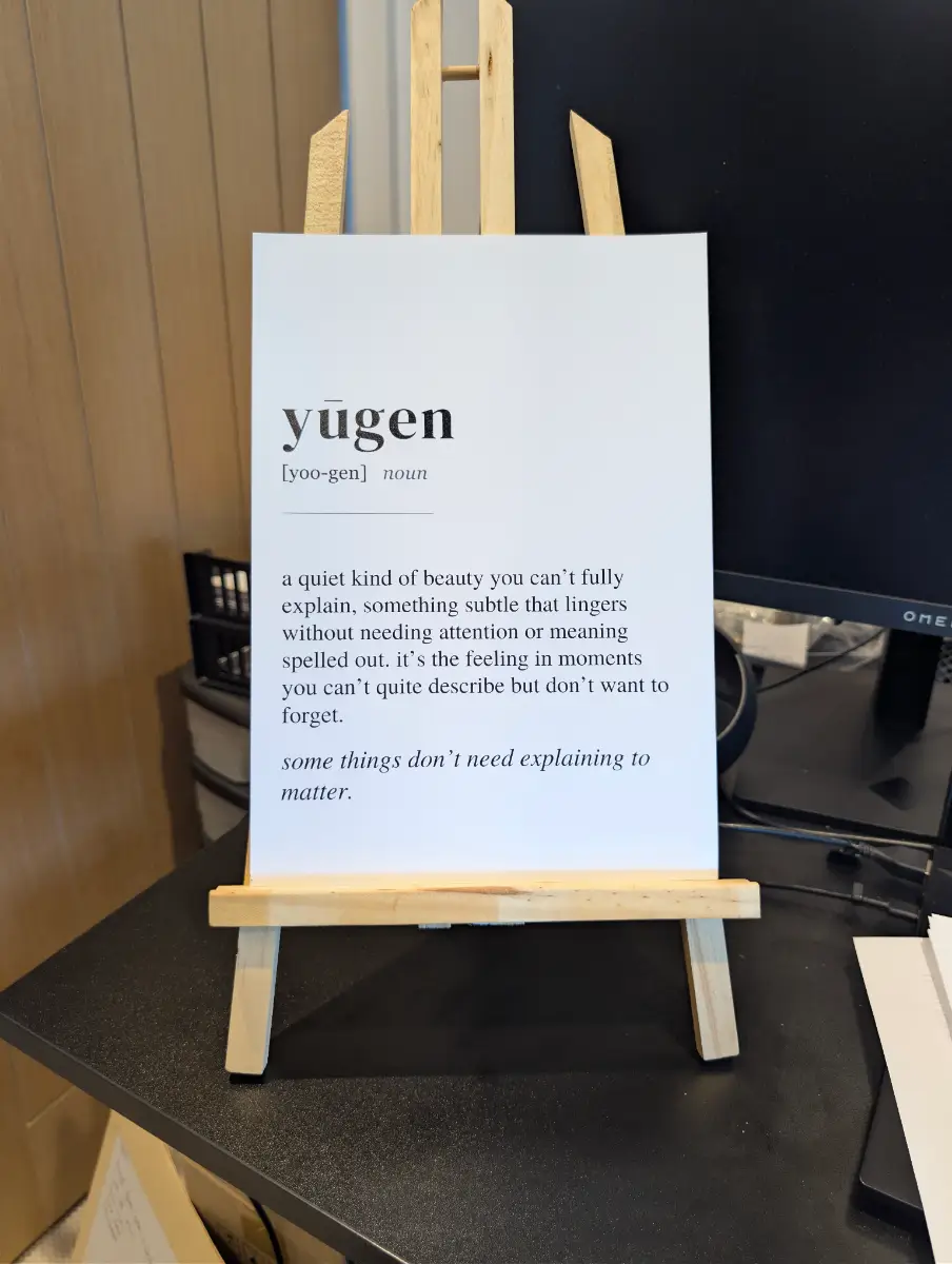 A4 Yūgen Definition Print | Japanese Philosophy Wall Art | Minimalist Japandi Decor | Zen Typography