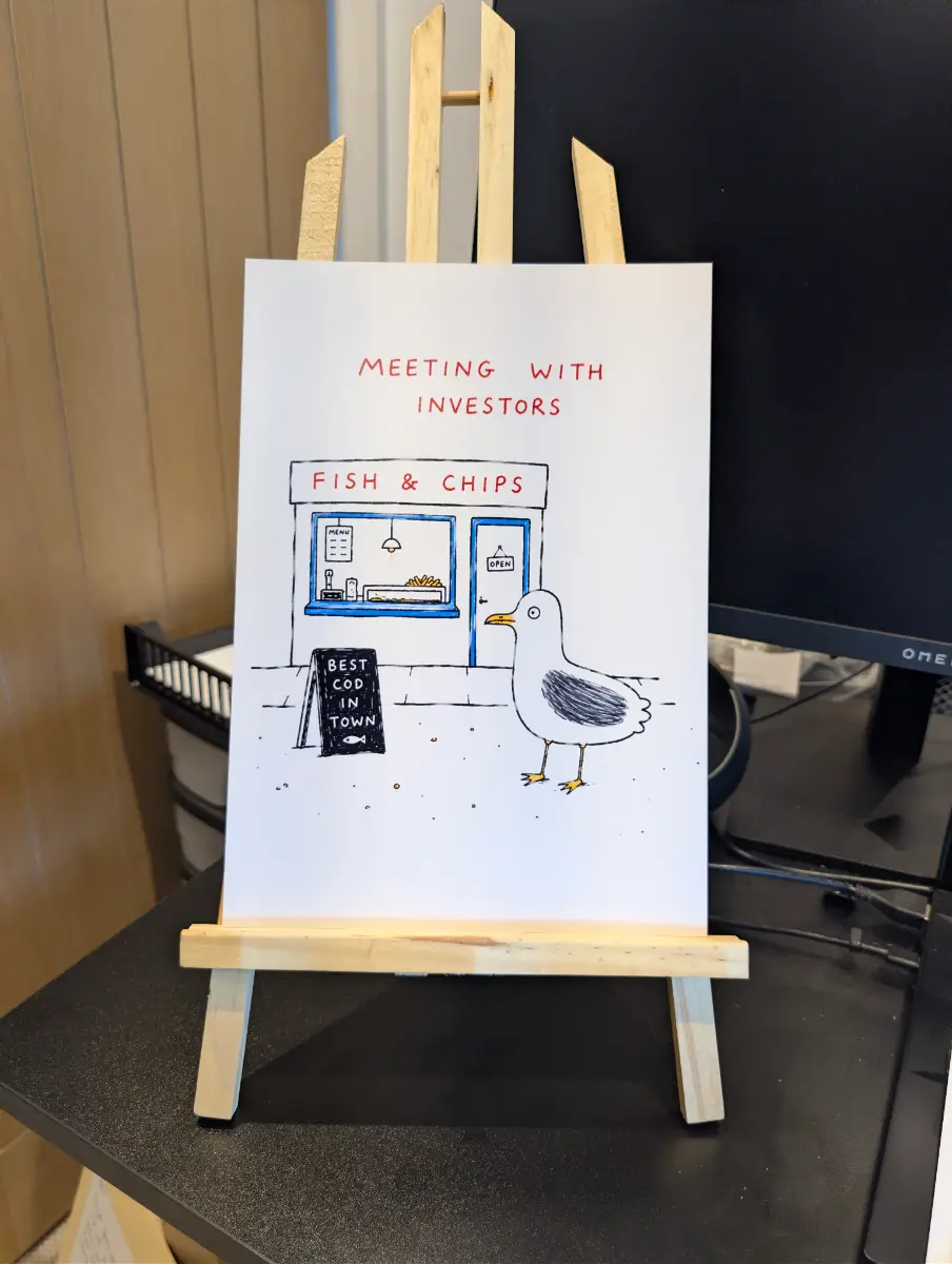 Meeting With Investors Funny Seagull Print | Fish & Chips A4