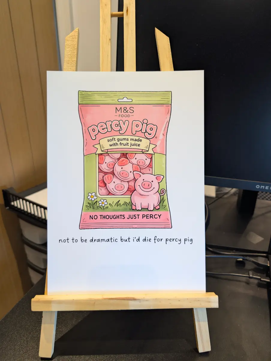 Percy pig marks and Spencer inspired A4 print home decor
