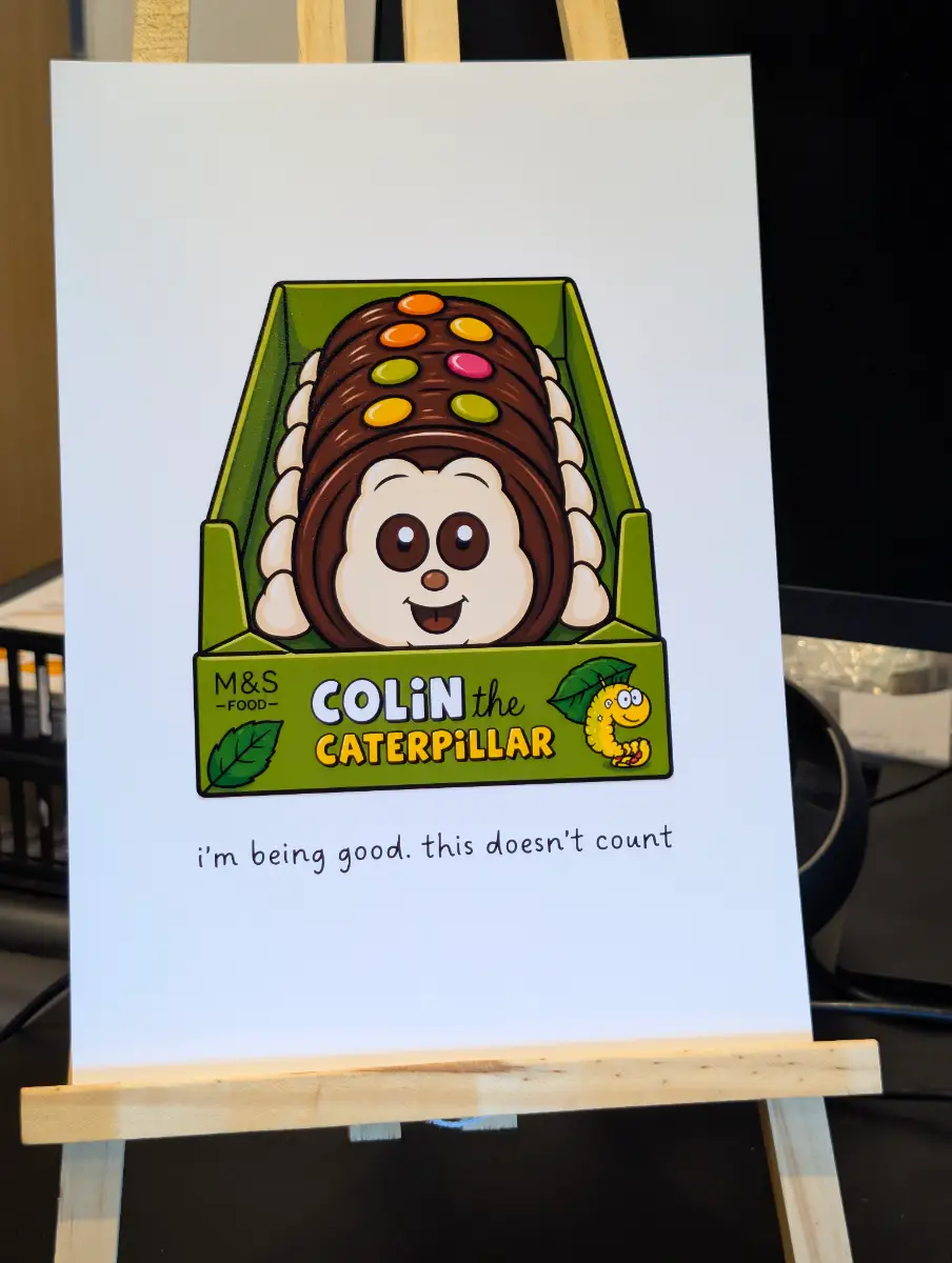 Colin Caterpillar Cake Funny A4 Wall Print | Kitchen Decor