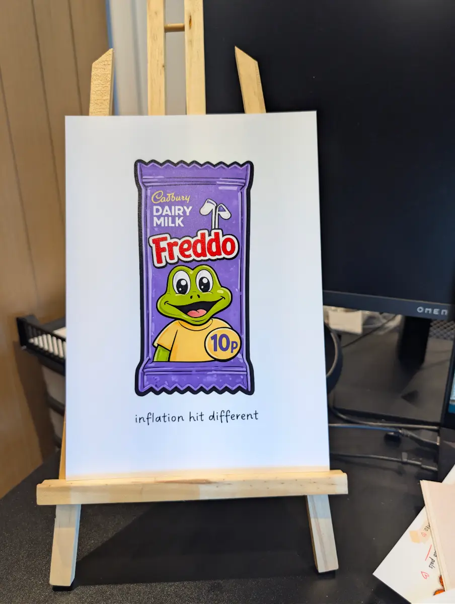 Freddo Funny A4 Wall Print | Inflation Hit Different - Cadbury Inspiration