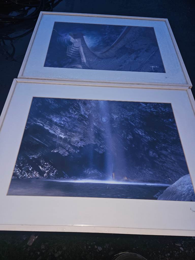 2x night time scenery in white modern framing