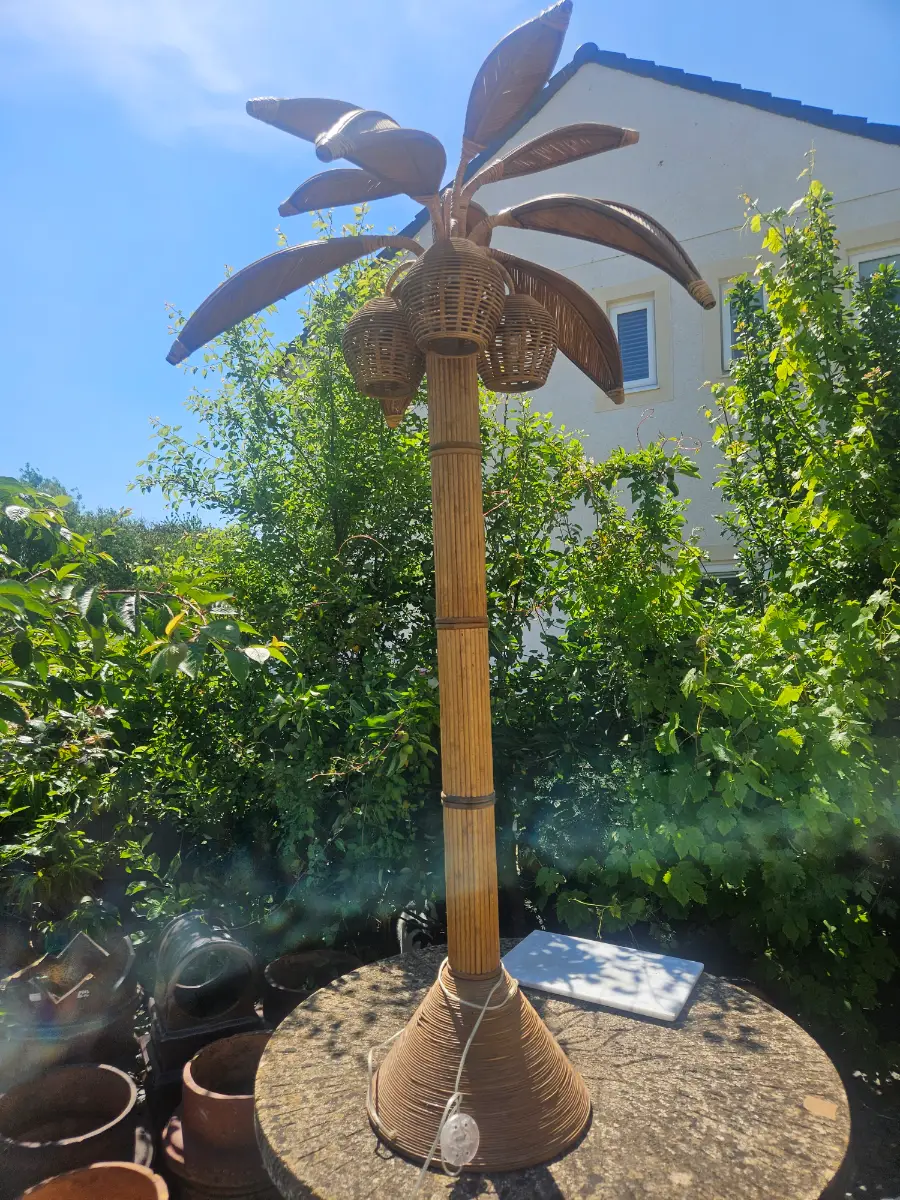 6ft bamboo olive and sage palm tree floor lamp