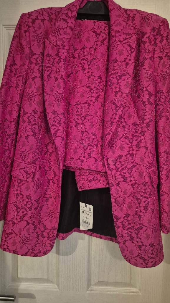 Zara pink lace trouser suit