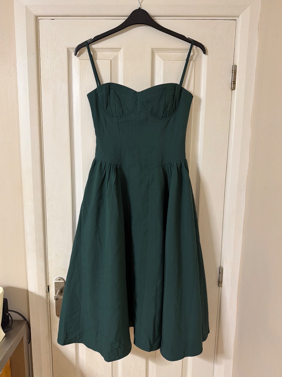 Almond Muse Forest Green Corset Midi Dress - Size S