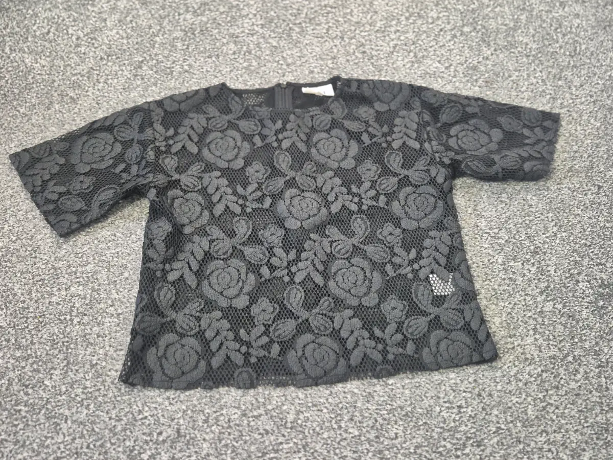 Seed Heritage Girls Black Floral Lace Top | Size 6 | Elegant Party Occasion