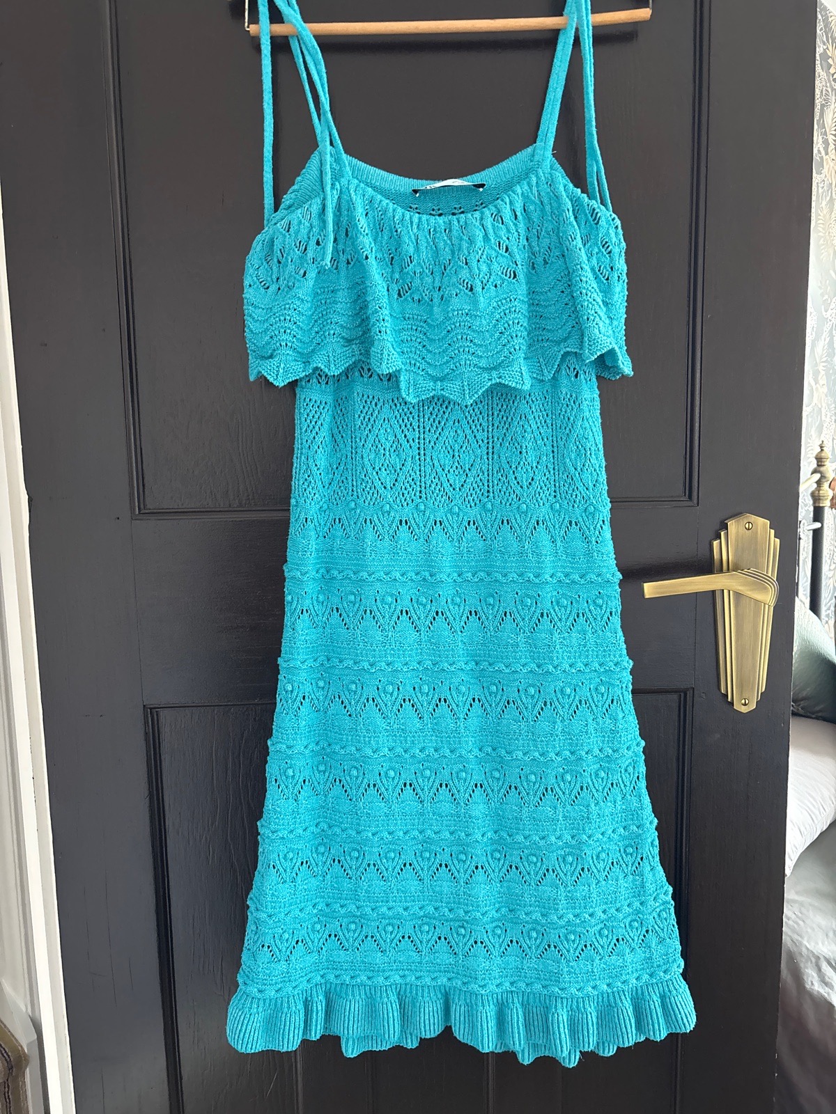 Zara blue crochet strappy dress size L