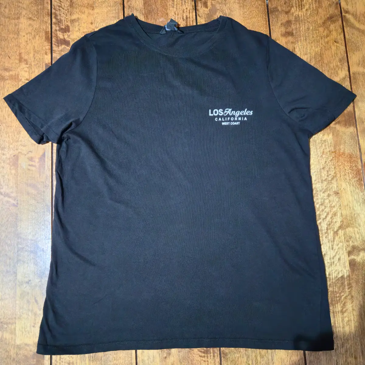 New Look Black Los Angeles T-Shirt UK14 - West Coast Print Cotton Tee