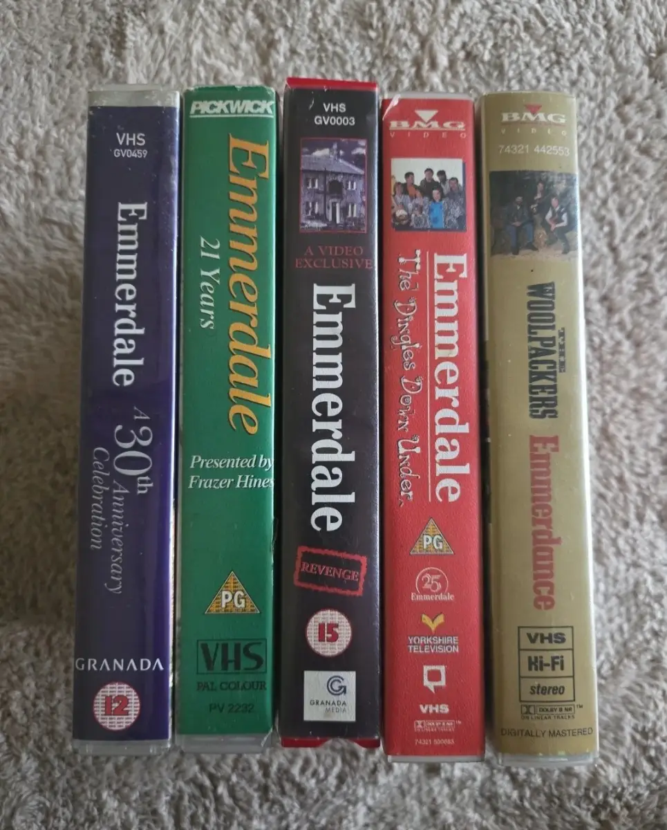 Emmerdale VHS x5 | 4 Tapes + 30th Anniv Empty Box | Damaged Cases | Untested