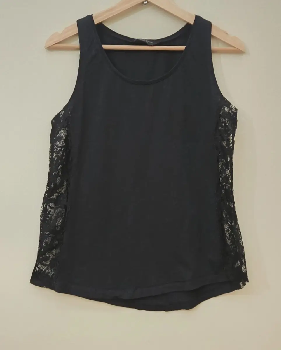 Dorothy Perkins Black Stretch Vest | UK 10 | Lace Side Panels | Cami Top