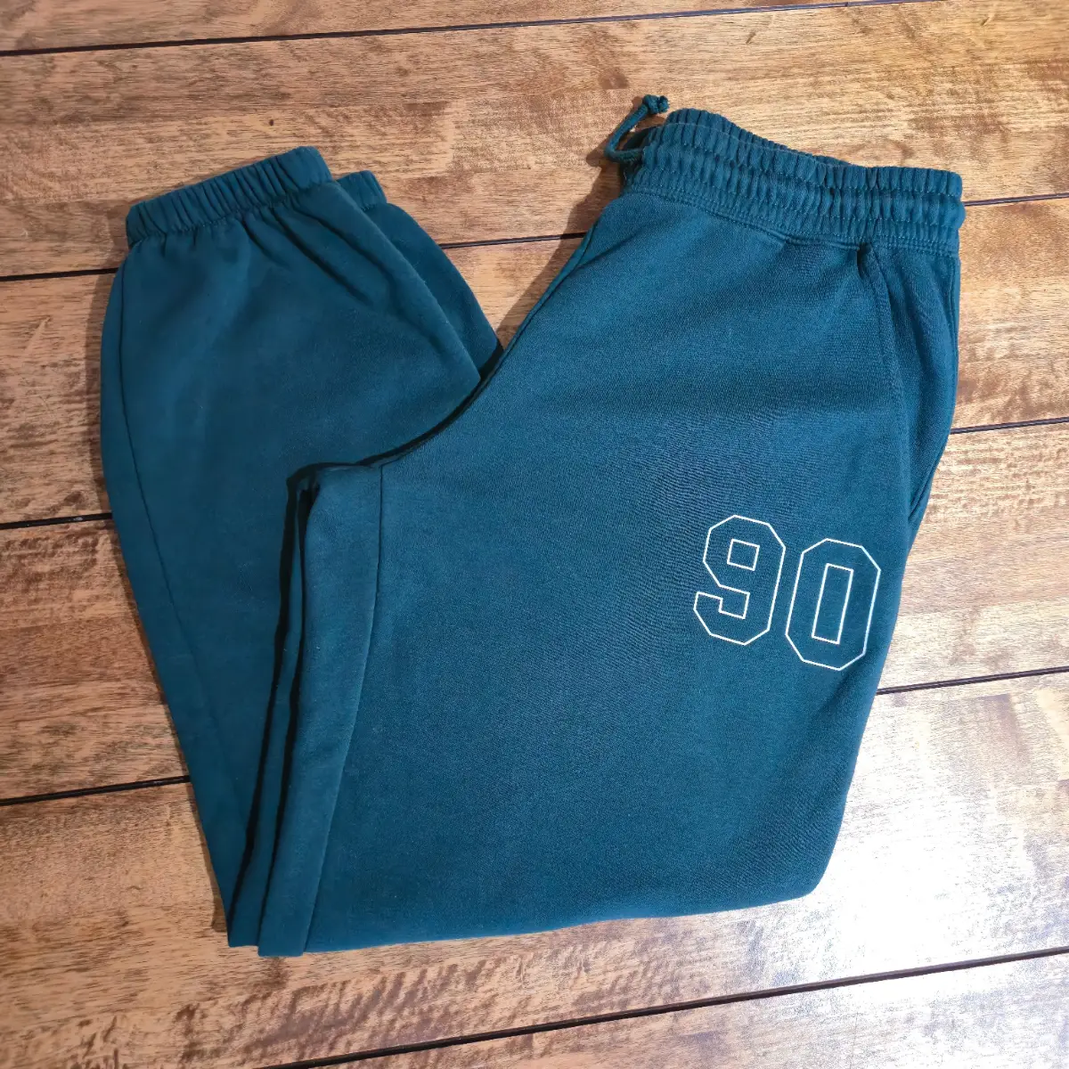 Primark Mens Teal Joggers Size M - 90 Print Cuffed Track Pants Loungewear