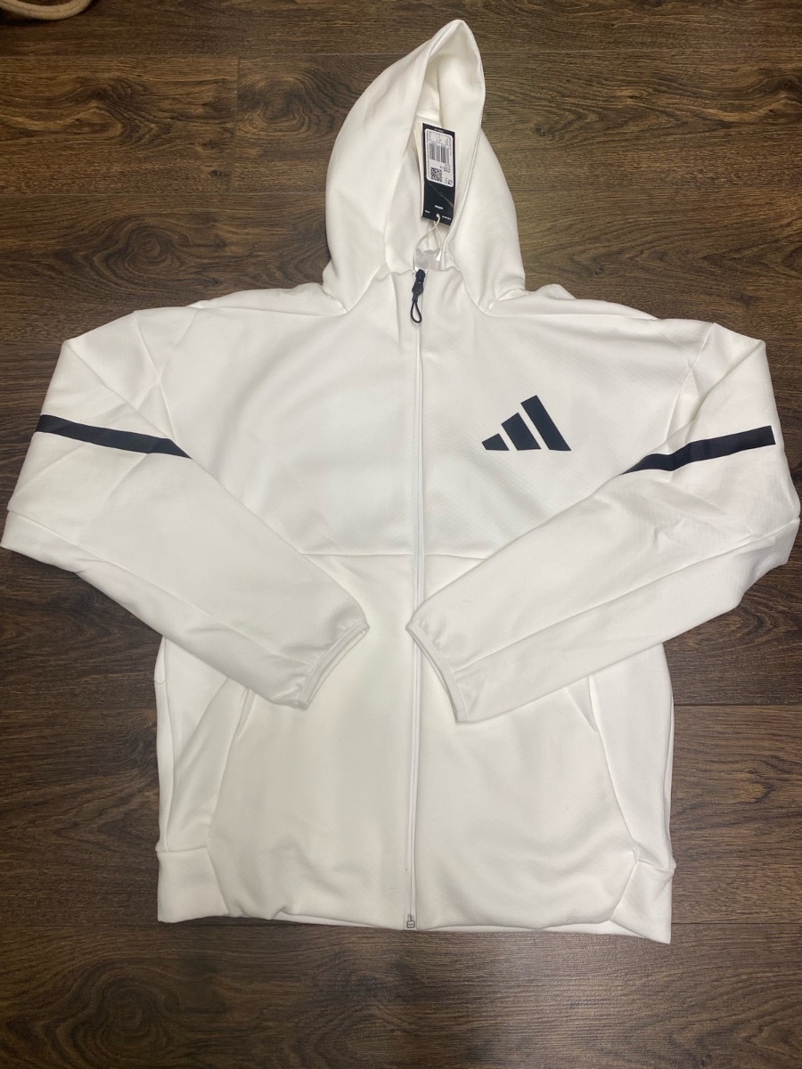 Adidas Z.N.E. Full Zip Hoodie - White / Black - Size Small