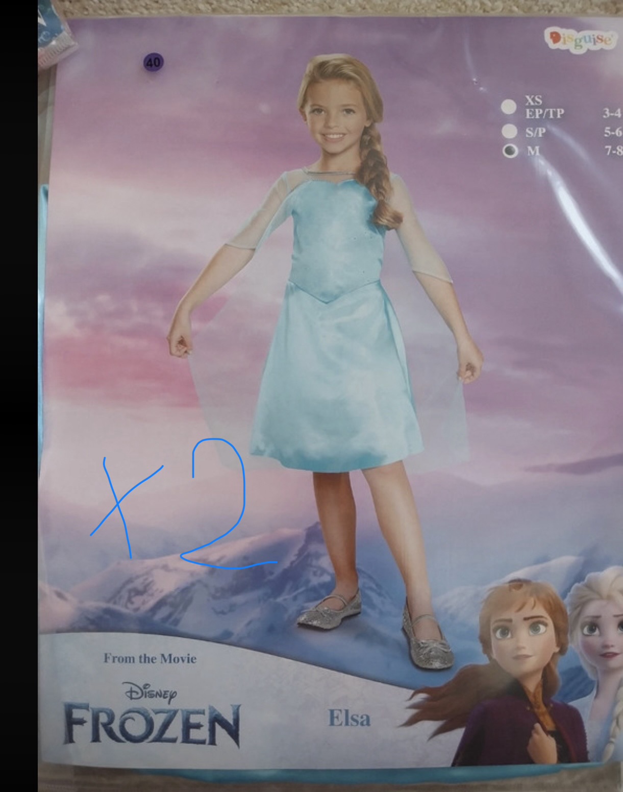 2x frozen costumes and 2x little mermaid