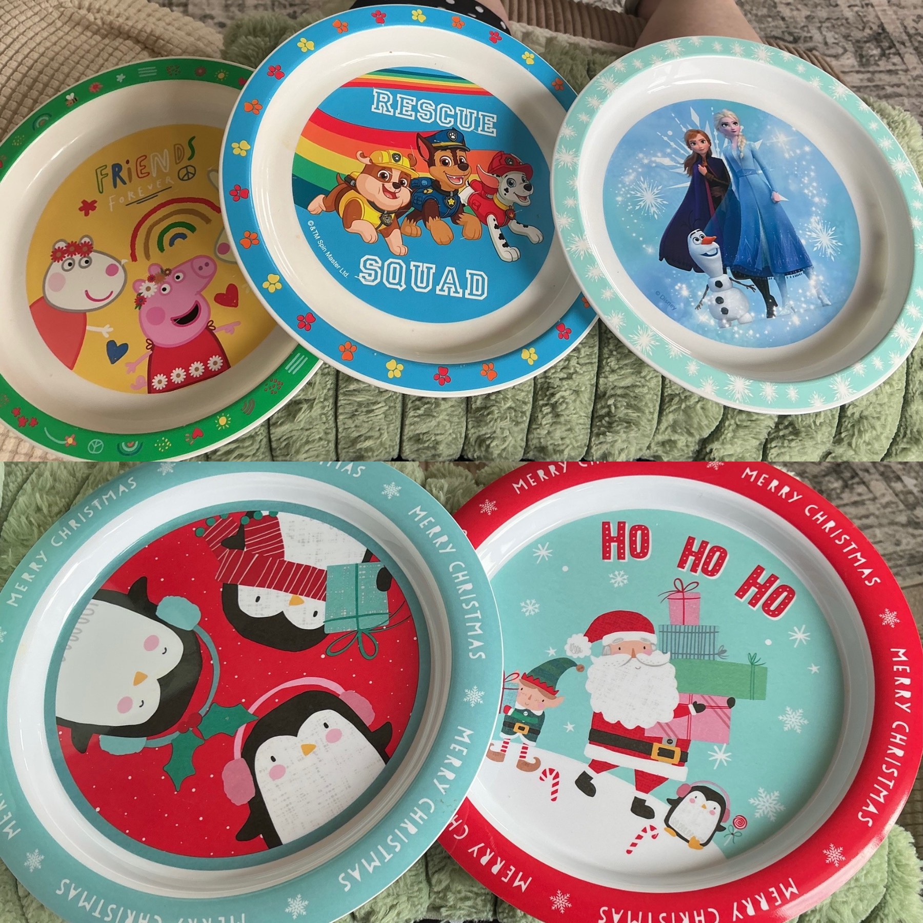 Set of kids plastic plates